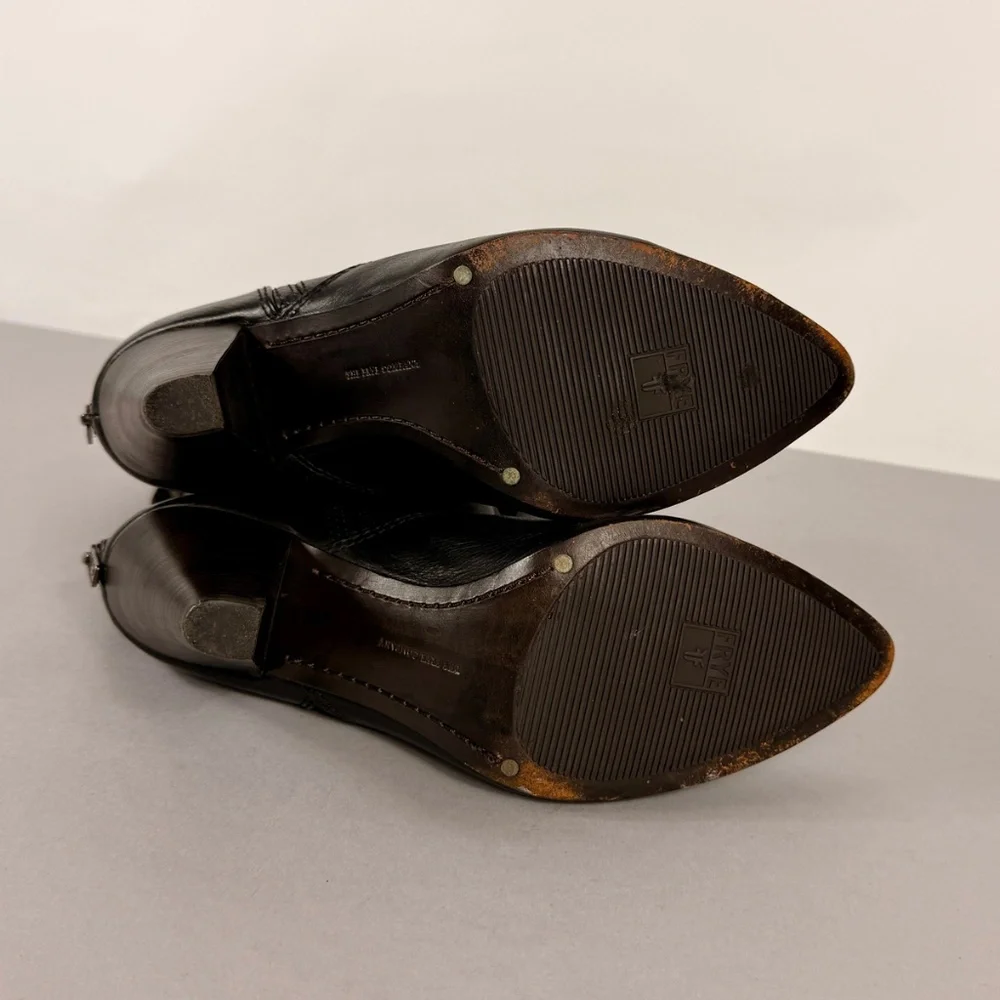 Frye Regina Zip Black Leather Boots - Picture 12 of 12